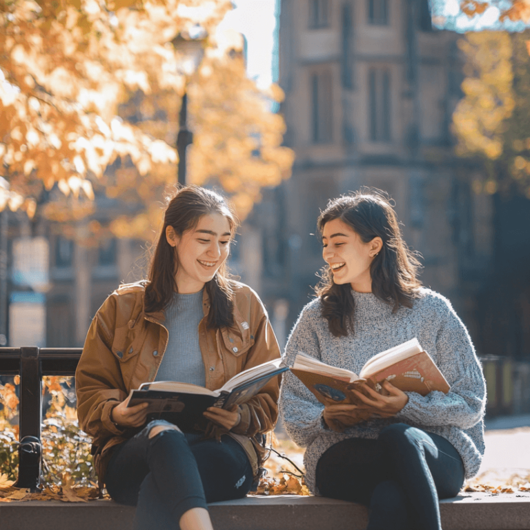 diseno.ale 31001 Two students sitting on a bench in Manchester  8b0d3738 420a 4102 b1a4 09441c84ad98 2 768x768